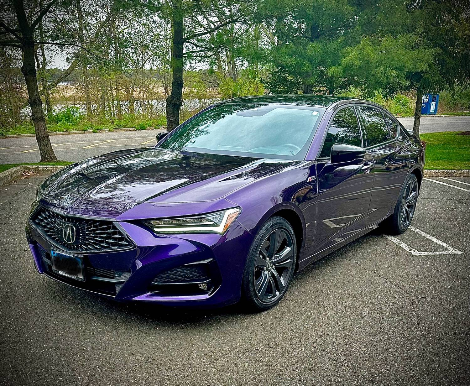 Gloss purple vinyl wrap on Acura TLX