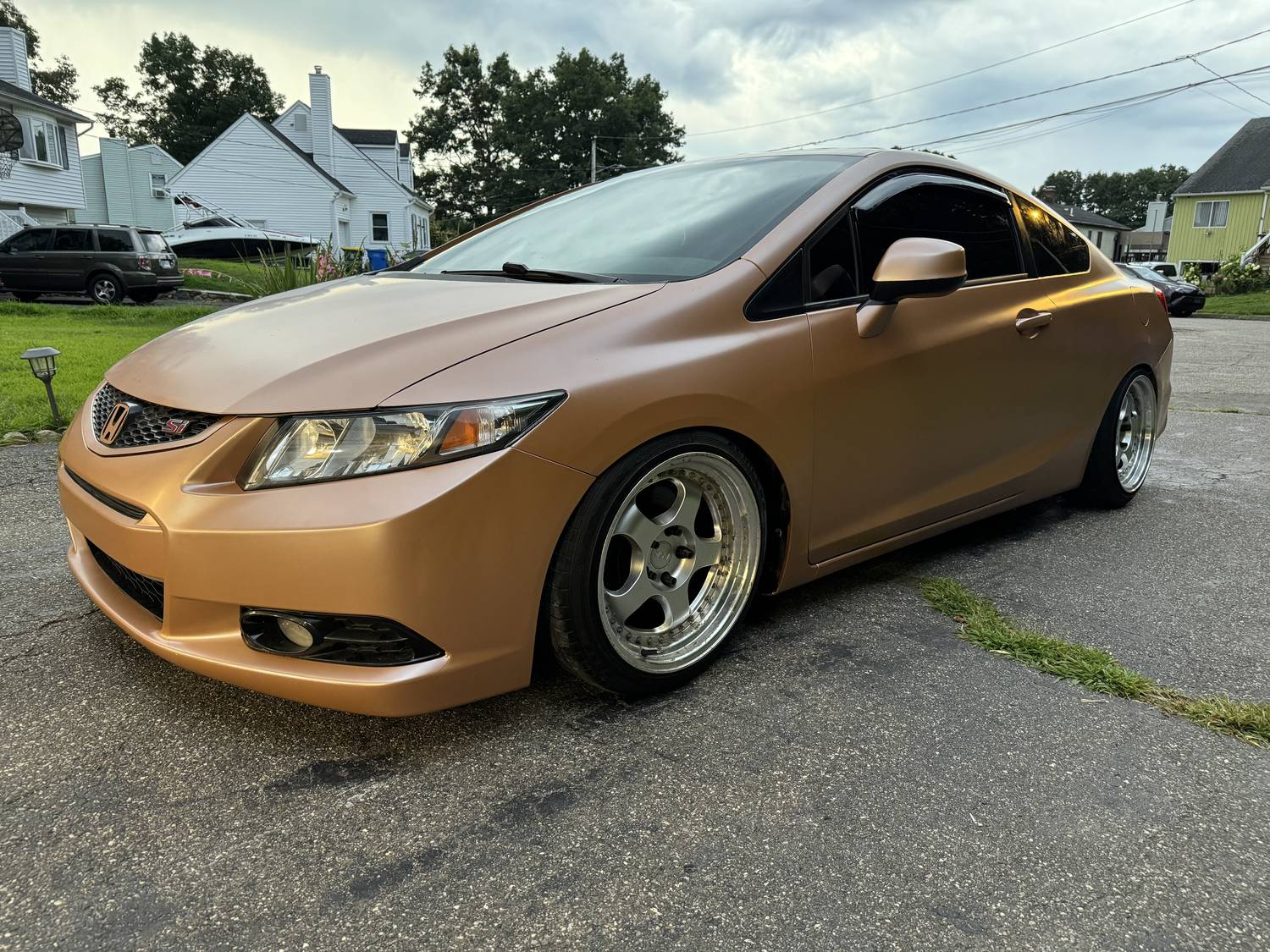 Matte copper vinyl wrap on Honda Civic Si
